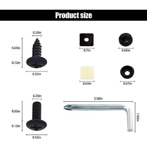 GKmow 8 Sets Rustproof License Plate Screws Kit, Anti-Vibration Anti-Theft Car License Bolts, Self Tapping Mounting Fasteners for Auto Front and Rear License Plate Frame Cover (Black) - Image 2