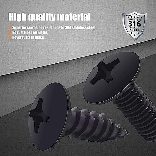 GKmow 8 Sets Rustproof License Plate Screws Kit, Anti-Vibration Anti-Theft Car License Bolts, Self Tapping Mounting Fasteners for Auto Front and Rear License Plate Frame Cover (Black) - Image 5