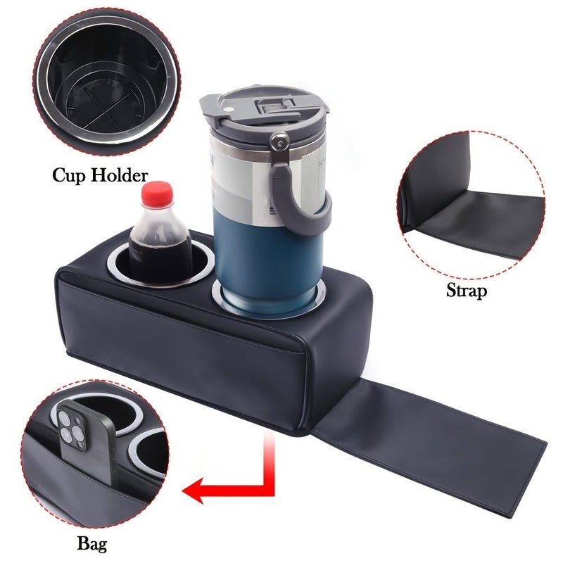 Beige Car Armrest Box Storage Large Capacity Sofa Cup Holder Phone Stand - Image 2