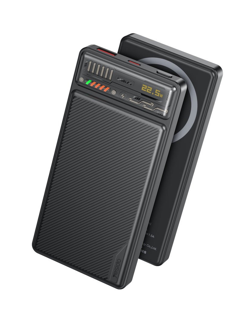 Yesido YP57 10000mAh 15W Magnetic Wireless Fast Charging Transparent Power Status Indicator Power Bank - Image 1