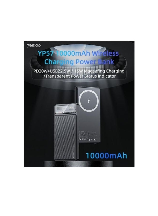 Yesido YP57 10000mAh 15W Magnetic Wireless Fast Charging Transparent Power Status Indicator Power Bank - Image 3