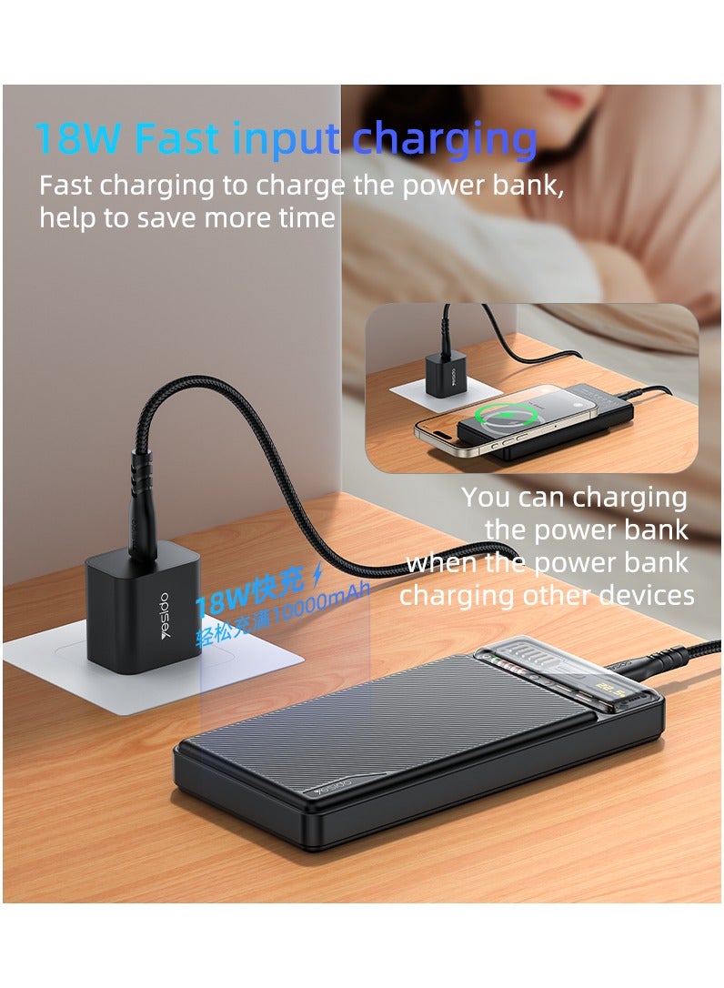 Yesido YP57 10000mAh 15W Magnetic Wireless Fast Charging Transparent Power Status Indicator Power Bank - Image 4