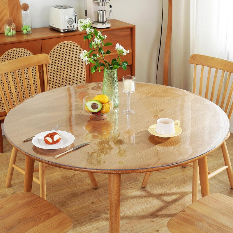 Warmstar Clear Table Protector 2mm Thick Dia48 Inch Round Clear Table Cover Protector Plastic Table Cover Clear Desk Mat Desk Pad Desk Protector Mat for Coffee Table Writing Desk Dining Room