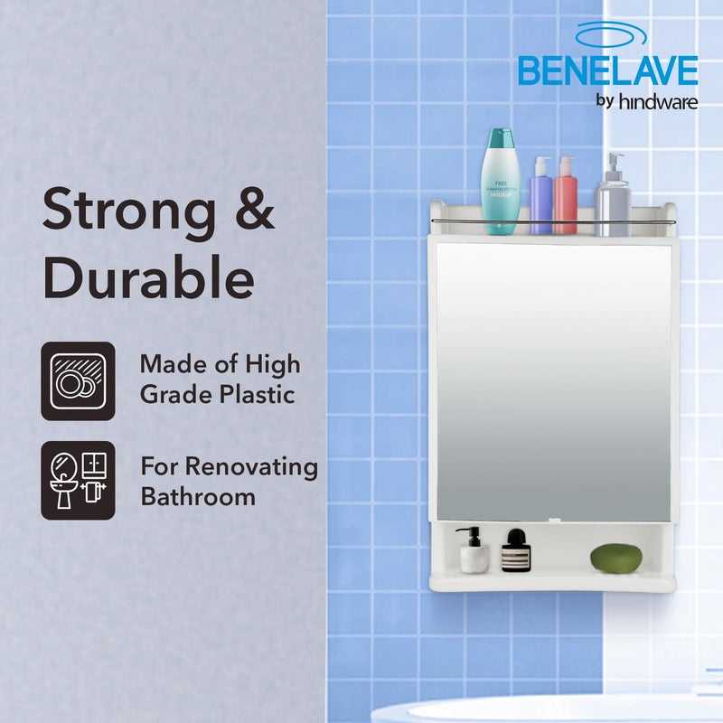 hindware Benelave by Hindware Bathroom Accessories Bathroom Cabinet with Mirror Made of High Grade Plastic Stylish Convenient Space Saving - Image 3