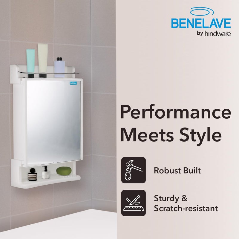 hindware Benelave by Hindware Bathroom Accessories Bathroom Cabinet with Mirror Made of High Grade Plastic Stylish Convenient Space Saving - Image 4