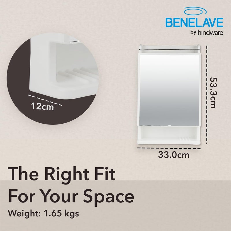 hindware Benelave by Hindware Bathroom Accessories Bathroom Cabinet with Mirror Made of High Grade Plastic Stylish Convenient Space Saving - Image 2