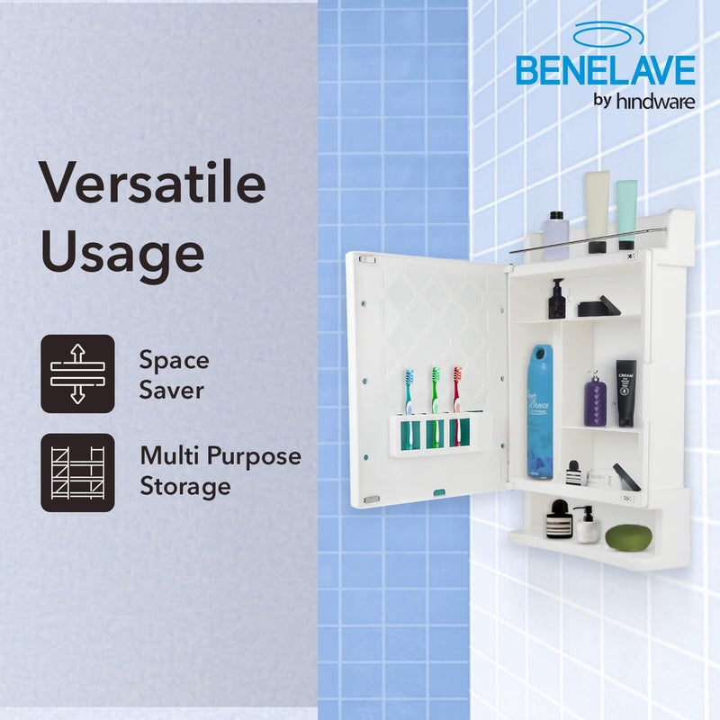 hindware Benelave by Hindware Bathroom Accessories Bathroom Cabinet with Mirror Made of High Grade Plastic Stylish Convenient Space Saving - Image 5