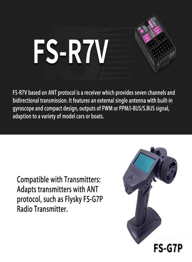 GoolRC Flysky FS-R7V Receiver, 2.4GHz 7CH Receiver ANT Protocol Single Antenna Compatible with Flysky FS-G7P Radio Transmitter for RC Car and Boat - Image 2