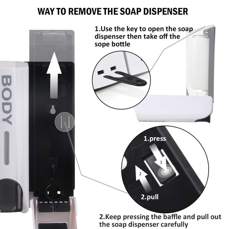 AUMIO AUMIO Chamber Soap Dispenser Trio Shower Gel Shampoo Conditioner with 3x350ml Refillable Bottles ABS Wall Mount Silver  - Image 4