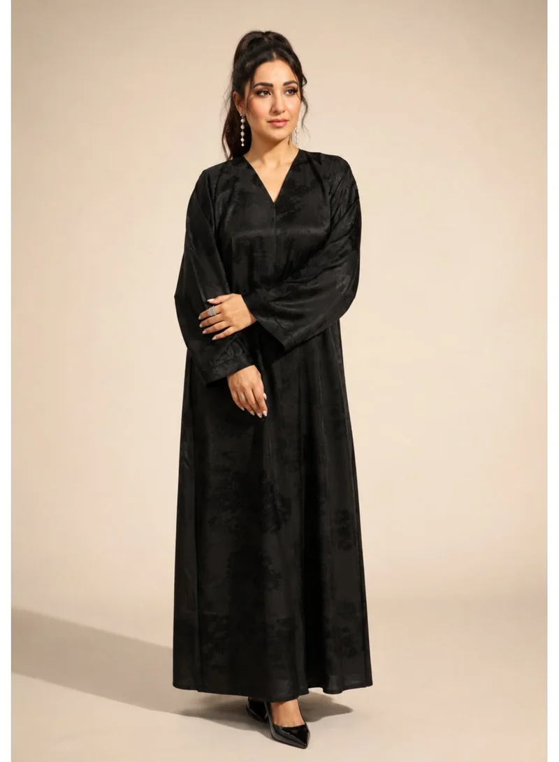 Nikias Black Self-Printed Abaya for Everyday Workwear