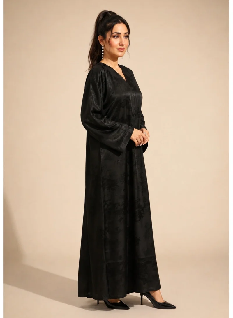 Nikias Black Self-Printed Abaya for Everyday Workwear