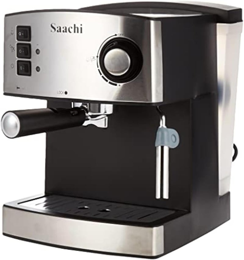 Saachi All-In-One Coffee Maker to make Espresso, Cappuccino and Latte with 15 Bar Steam Pressure Pump, Svivel Steam Jet to Froth Milk and Keep Warm Tray 150 ml 850 W NL-COF-7055 - Image 1
