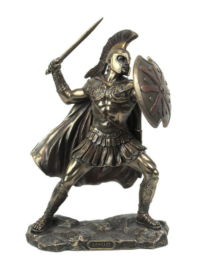 Veronese Design 9 5/8 Inch Greek Hero Achilles Battle Stance Cold Cast Resin Antique Bronze Finish Statue Home Decor - Image 1