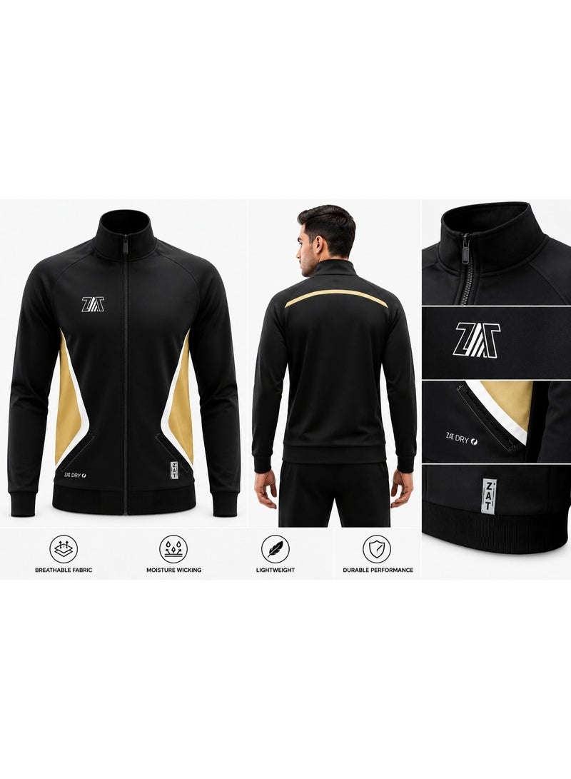ZATOUTFIT Full Zipper Jacket TS1 - Black/Gold - Image 3