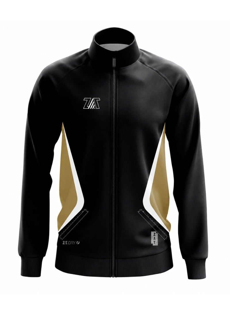 ZATOUTFIT Full Zipper Jacket TS1 - Black/Gold - Image 1
