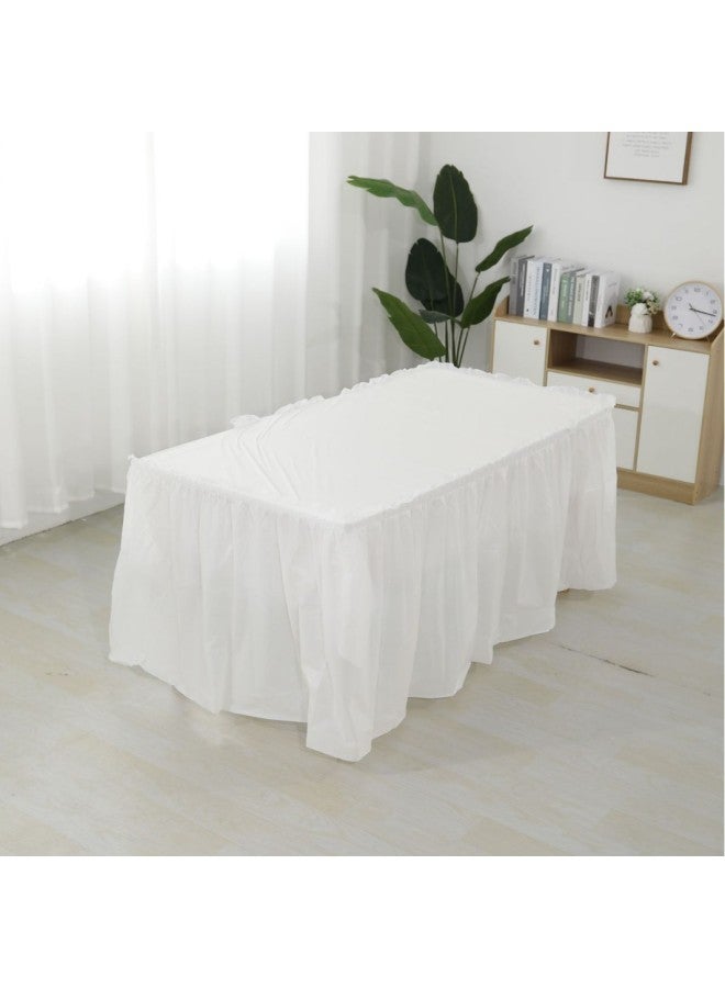 Disposable Plastic Tablecloth Table Skirt Waterproof Ins Style Dessert Table Decoration Children's Birthday Wedding Party Hotel-Color:White Table Skirt-Specifications:427*74cm - Image 1