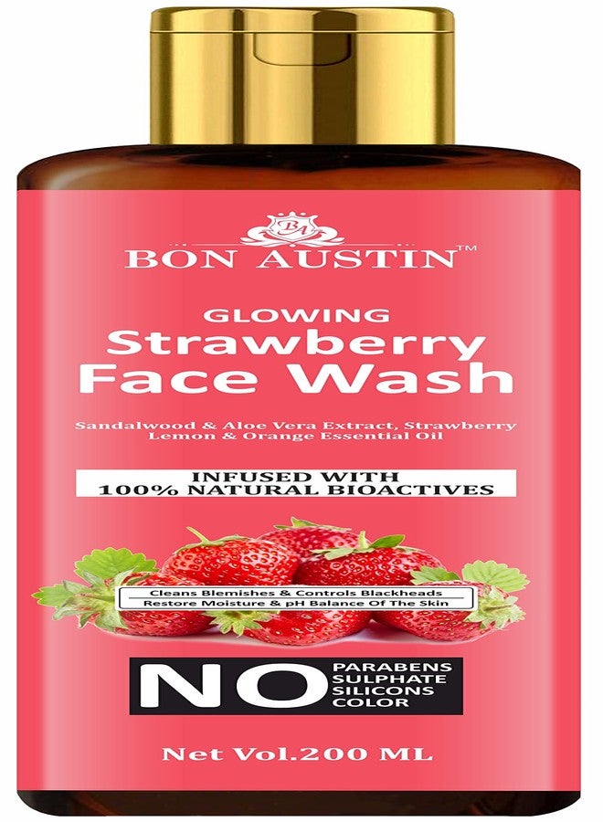 Bon Austin Strawberry Face Wash with Strawberry Extract for all Skin Type | Natural Face Wash For Anti-Acne & Lightening Skin with No Parabens, SLS, Silicones & Colour (200 ml) - Image 1