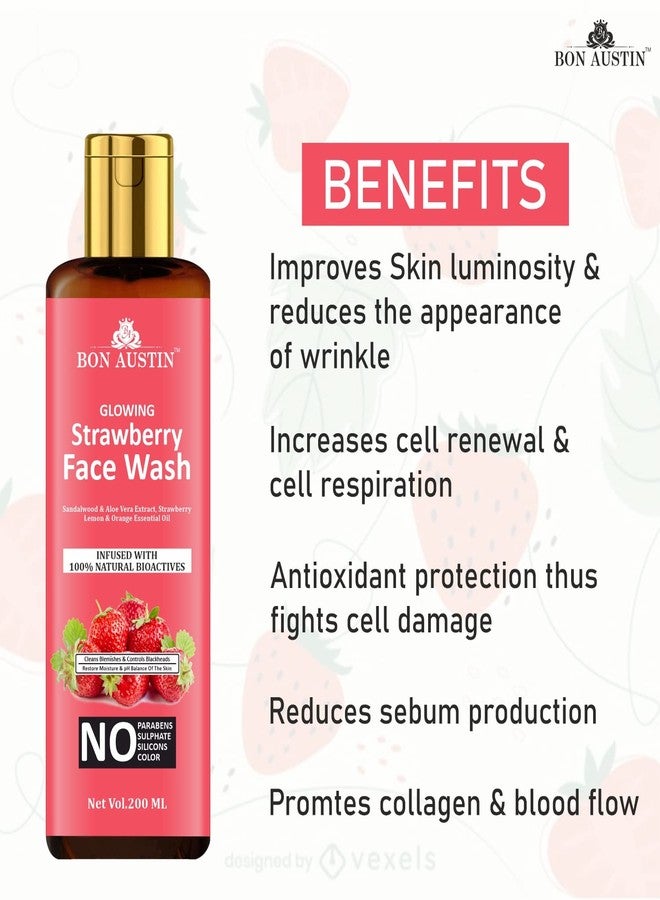 Bon Austin Strawberry Face Wash with Strawberry Extract for all Skin Type | Natural Face Wash For Anti-Acne & Lightening Skin with No Parabens, SLS, Silicones & Colour (200 ml) - Image 5