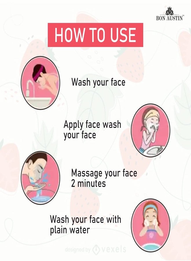 Bon Austin Strawberry Face Wash with Strawberry Extract for all Skin Type | Natural Face Wash For Anti-Acne & Lightening Skin with No Parabens, SLS, Silicones & Colour (200 ml) - Image 4