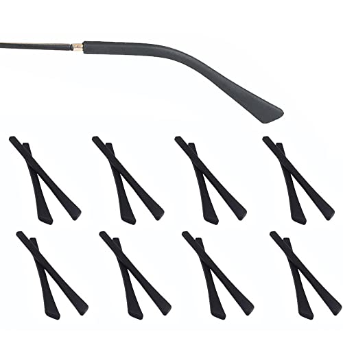 OPUGIT 8 Pairs Eyeglass Replacement Temples, Silicone Glasses End Tips Ear Sock Sleeve for Thin Metal Eyeglass Legs, Black - Image 1