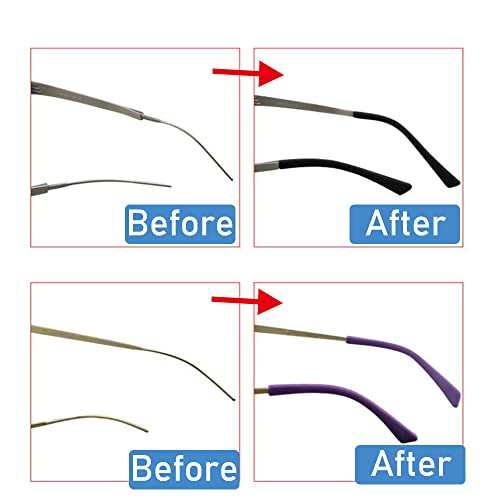 OPUGIT 8 Pairs Eyeglass Replacement Temples, Silicone Glasses End Tips Ear Sock Sleeve for Thin Metal Eyeglass Legs, Black - Image 5