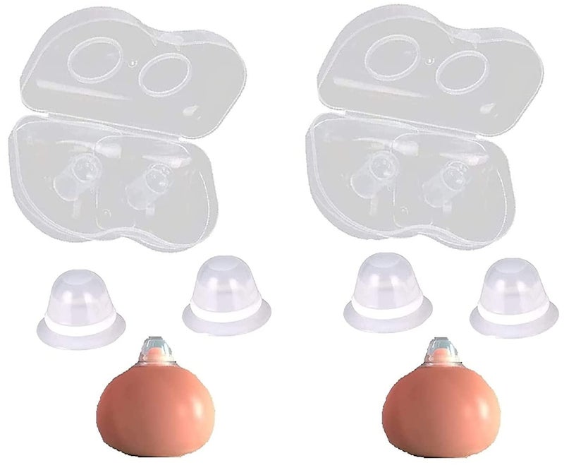 Finever 2Pair Nipplesuckers Nipple Corrector for Flat Inverted Nipples for Breastfeeding Mother or Women Silicone with Clear Case - Image 1