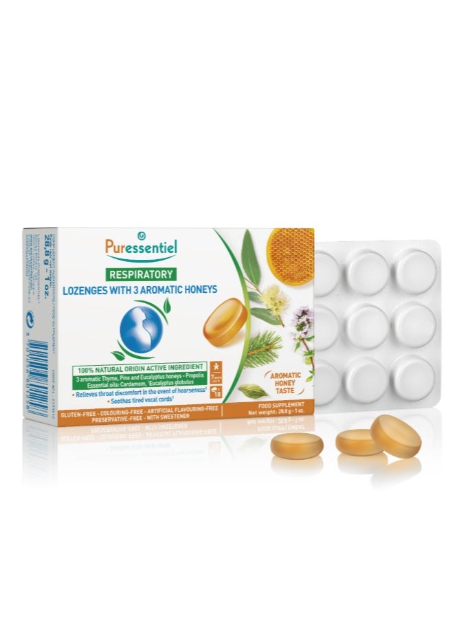 Puressentiel Respiratory Lozenges With 3 Aromatic Honey 18's  - Image 1