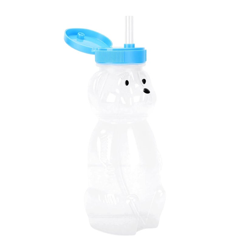 GOWENIC Animal Shaped Bear Straw Cup 3 Pack Convenient Flip Top Lid For Juice Water Milk Tea Blue Cap - Image 2