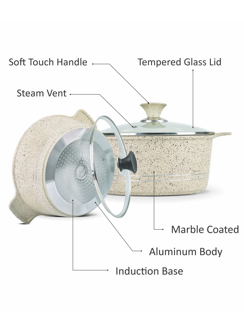 سونكس طقم أواني الطهي المصنوعة من الألومنيوم المُسبوك 11 قطعة – سطح مغلف بالرخام، صديق للبيئة، وقوي - Image 4