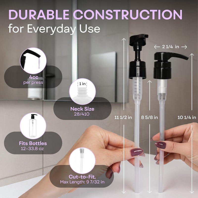 BRIGHTFROM Universal Dispensing Pump, Perfect for Shampoo & Conditioner 1 L (33.8 OZ) - Fits Most Bottles or Any Refillable Bottles from 12oz to 33.8oz with 28/410 Neck Size, Black (Pack of 2) - Image 5