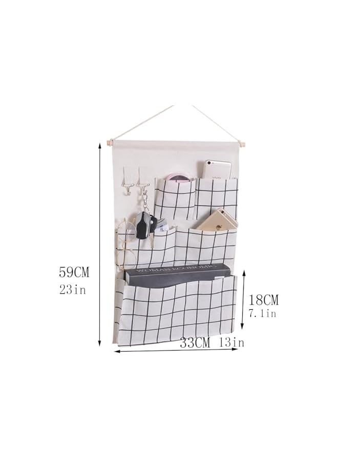 The Bros 2-Piece White Hanging Wall Pockets Storage Organizer Set - Door and Wall Mount Fabric Magazine Holder - Decorative Storage Baskets for Bedroom, Bathroom - Image 5