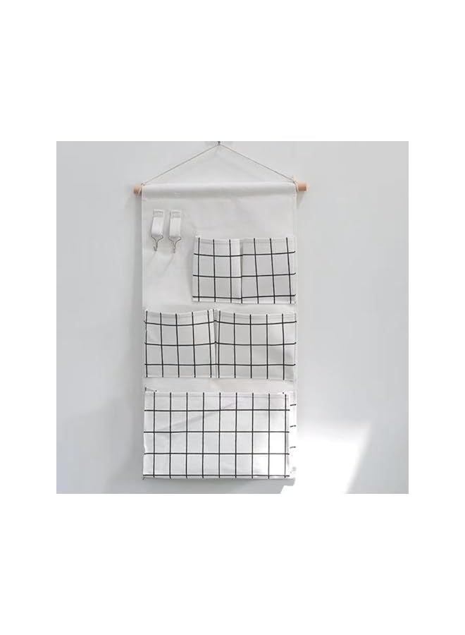 The Bros 2-Piece White Hanging Wall Pockets Storage Organizer Set - Door and Wall Mount Fabric Magazine Holder - Decorative Storage Baskets for Bedroom, Bathroom - Image 3