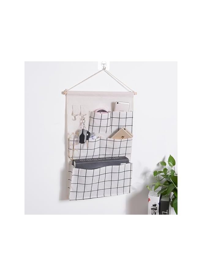 The Bros 2-Piece White Hanging Wall Pockets Storage Organizer Set - Door and Wall Mount Fabric Magazine Holder - Decorative Storage Baskets for Bedroom, Bathroom - Image 2