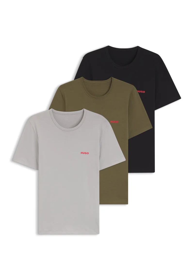 Assorted three-pack cotton T-Shirts with logo print