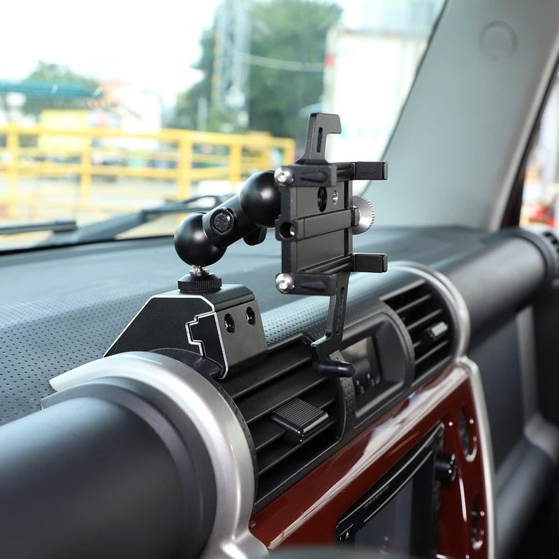 دعامة هاتف متوافقة مع سيارة تويوتا FJ Cruiser (موديلات 2007-2021)، حامل هاتف مثبت عند مخرج الهواء في وحدة التحكم الوسطى، دعامة هاتف بواسطة فتحة الهواء (الطراز H) - Image 3