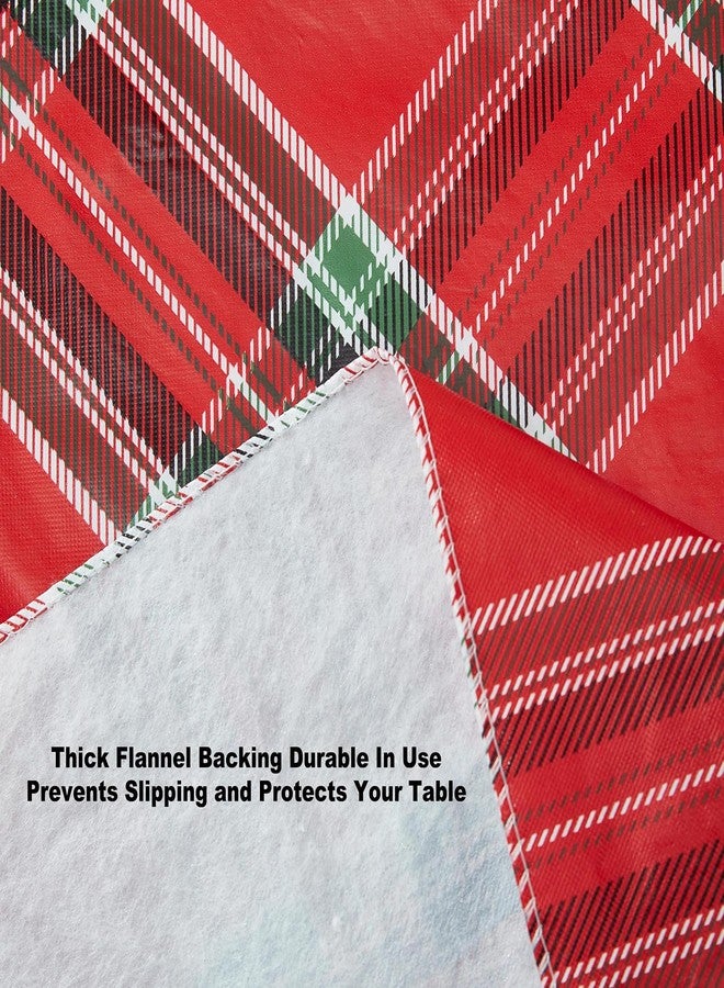 Newbridge Hamilton Red Tartan Plaid Christmas Vinyl Tablecloth with Flannel Backing – Traditional Holiday Red, Green & Black Plaid Wipe Clean Table Cover, 60 x 84 Inch Oval - Image 3