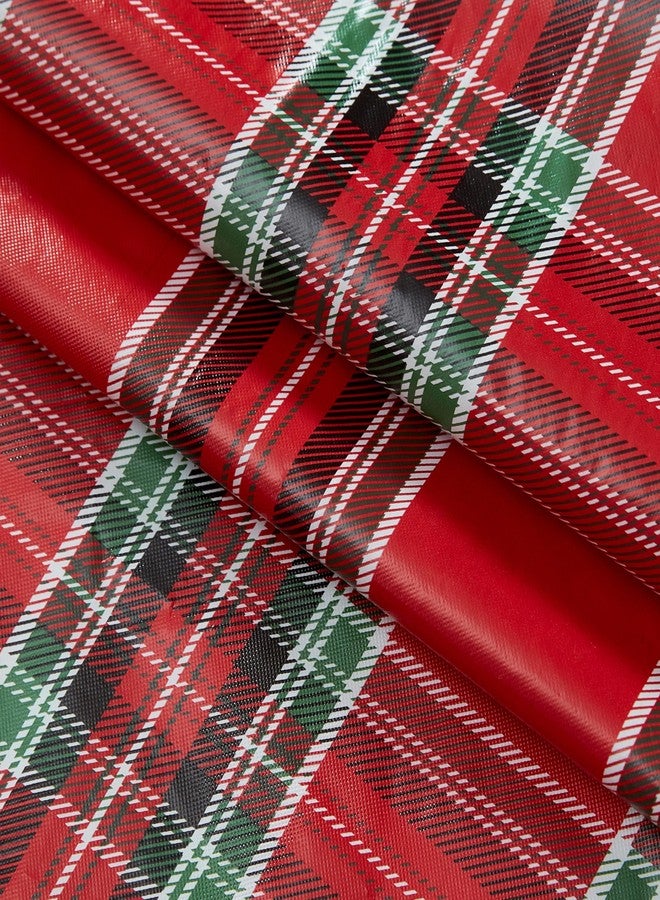 Newbridge Hamilton Red Tartan Plaid Christmas Vinyl Tablecloth with Flannel Backing – Traditional Holiday Red, Green & Black Plaid Wipe Clean Table Cover, 60 x 84 Inch Oval - Image 4