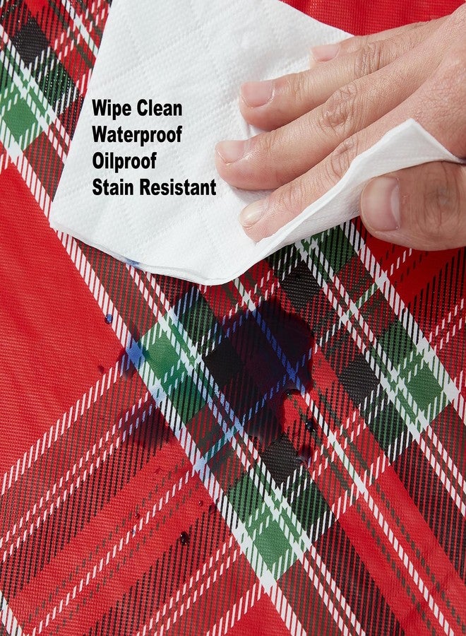 Newbridge Hamilton Red Tartan Plaid Christmas Vinyl Tablecloth with Flannel Backing – Traditional Holiday Red, Green & Black Plaid Wipe Clean Table Cover, 60 x 84 Inch Oval - Image 5