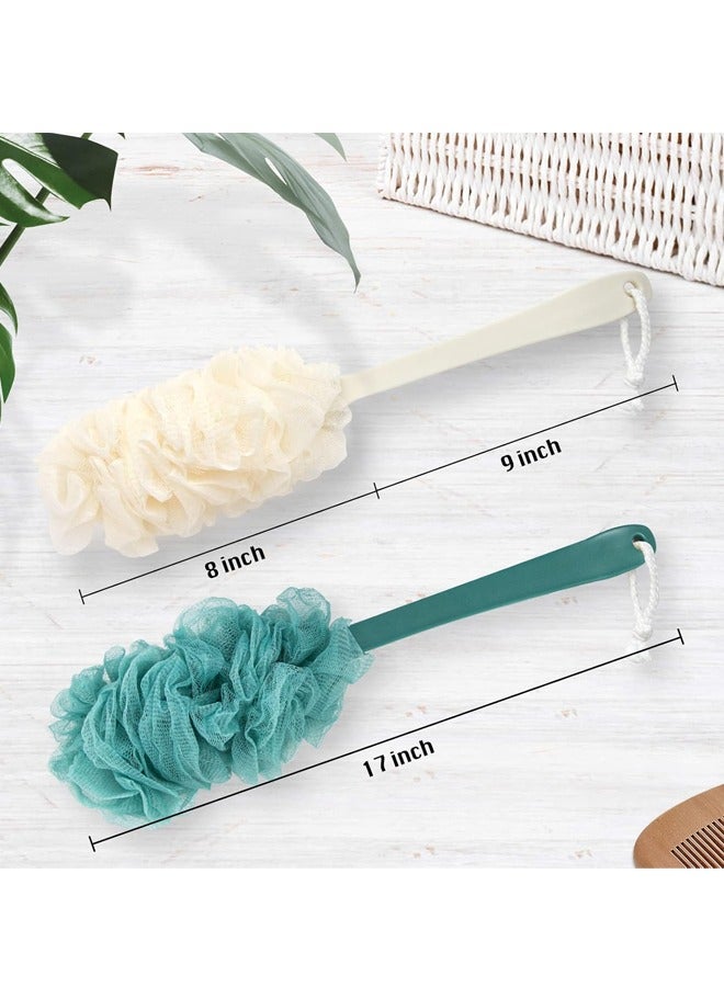 2 Pack Loofah Sponge Shower Brush Using Body Exfoliating with Long Handle, Loofah on a Stick for Men Women, Bathing Accessories for Body Brushes - Image 2