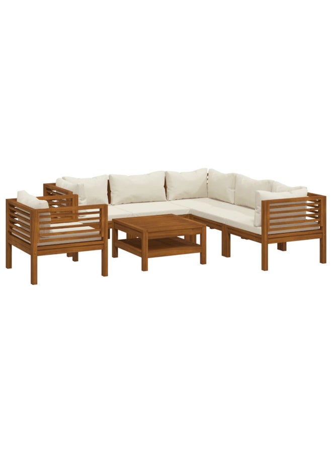 vidaxl 7 Piece Garden Lounge Set with Cream Cushion Solid Acacia Wood 3086938 - Image 1