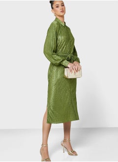 YAS Button Down Tie Detail Dress  - Image 4