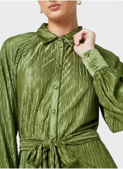 YAS Button Down Tie Detail Dress  - Image 3