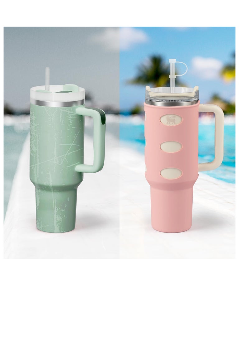 Silicone Boot Set for Stanley Cups - Protective Water Bottle Sleeve & Bottom Bumper Cover for 30/40 oz Tumblers with Handle - Image 3