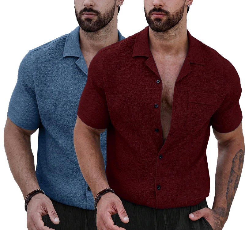 Lymio Shirt for Men || Casual Regular Fit Stylish Shirt || Available in Combo Pack of 2 (D-16-D-23-Black-Navyblue-XL) - Image 1