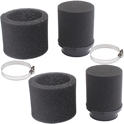 LIYYDS 2Pcs Universal 44mm 45mm 46mm Black Double Foam Pod Performance Filter for 50cc - 90cc 110cc 125cc ATV Quad Scooter Go Kart Moped Pit Dirt Super Bike - Image 2