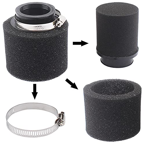 LIYYDS 2Pcs Universal 44mm 45mm 46mm Black Double Foam Pod Performance Filter for 50cc - 90cc 110cc 125cc ATV Quad Scooter Go Kart Moped Pit Dirt Super Bike - Image 5