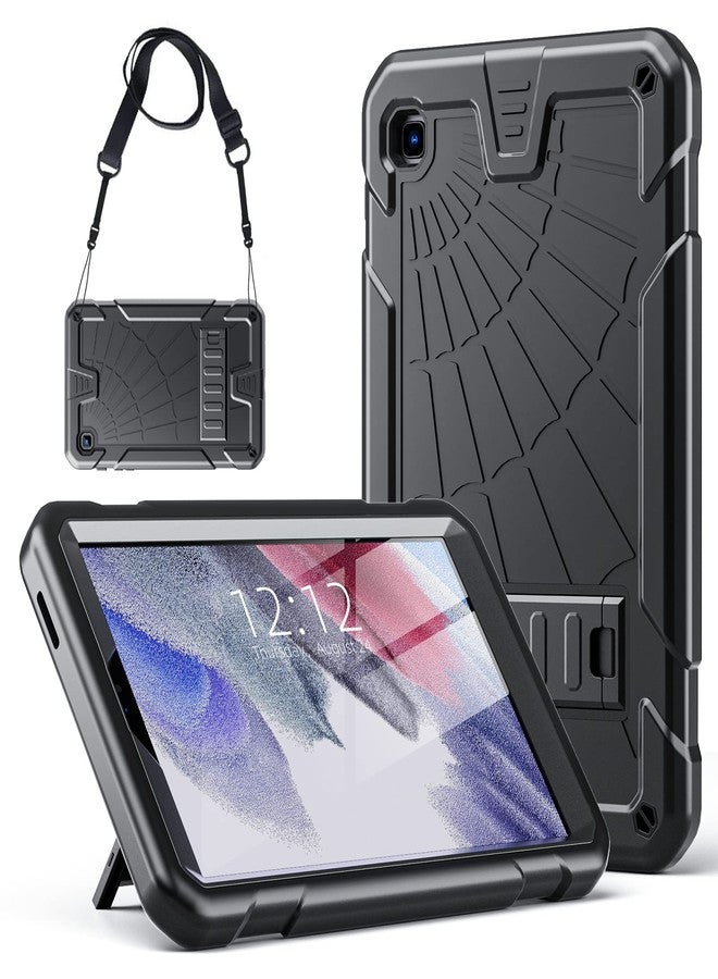 TSQQST Samsung Galaxy Tab A7 Lite Case 8.7 Inch 2021 for Kids with Screen Protector | Full Body Protective Rugged Slim Case with Stand+Shoulder Strap for Galaxy Tab A7 Lite SM-T220/T225/T227, Black - Image 1