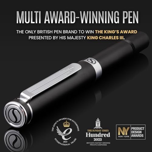 Scriveiner قلم سكرينر الأسود الفاخر بتقنية رولر بول، قلم جيب مذهل بتشطيب كروم، كتابة رائعة، أفضل هدية للرجال والنساء، إعادة تعبئة ألمانية من شميت، هدية لطيفة، مجموعة مصممة لمكتب أنيق - Image 2
