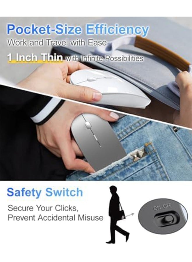 Wireless Mouse with Receiver,Slim Rechargeable Mouse Noiseless Click and 3 Adjustable DPI Level,Wireless Mouse for Laptop,Tablet, iMac,MacBook Air - White - Image 3