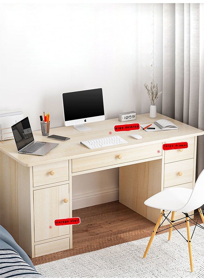 CityRiya-Long - Computer Desk Home Office Computer Table 120cm Gaming Desk PC Laptop Table Desk Game Desk Writing Study Desk Workstation Modern Simple Office Computer Table Study Table with Shelves - Image 1